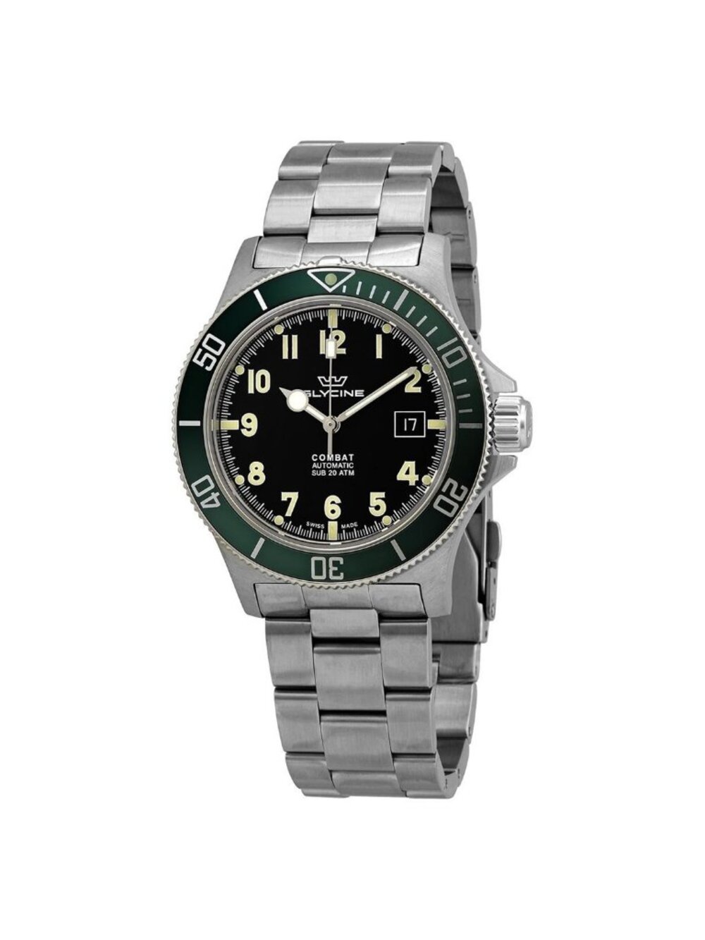 NWT Glycine Combat Sub Automatic Black Dial Men's Watch